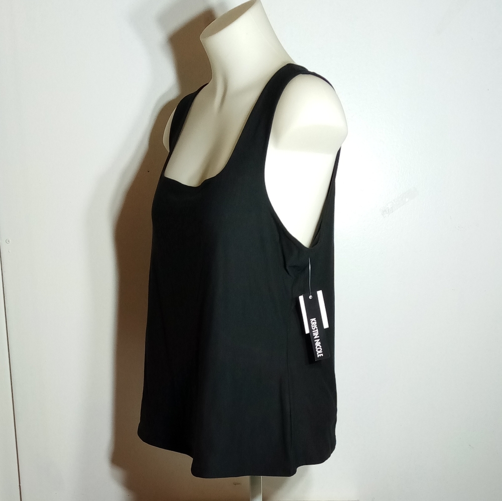Kristin Nicole Black Clean Finish Square Neck Fitted Tank Top Sz 1X - Picture 7 of 9